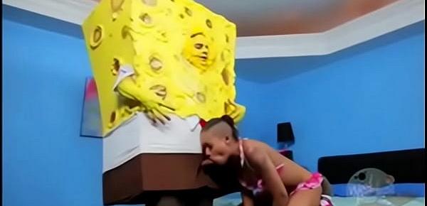  Teen giving head to sponge bob